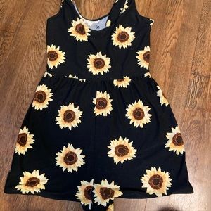 Sunflower romper with tie straps